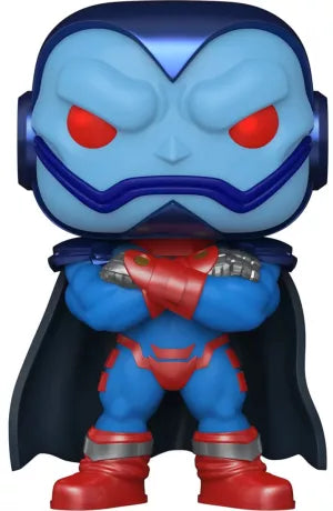 Funko Pop! X-Men – Apocalypse (N°1459). Figurine imposante avec peau bleue, yeux rouges et armure futuriste, bras croisés et cape sombre. Une pièce culte pour les fans de Marvel et des mutants.