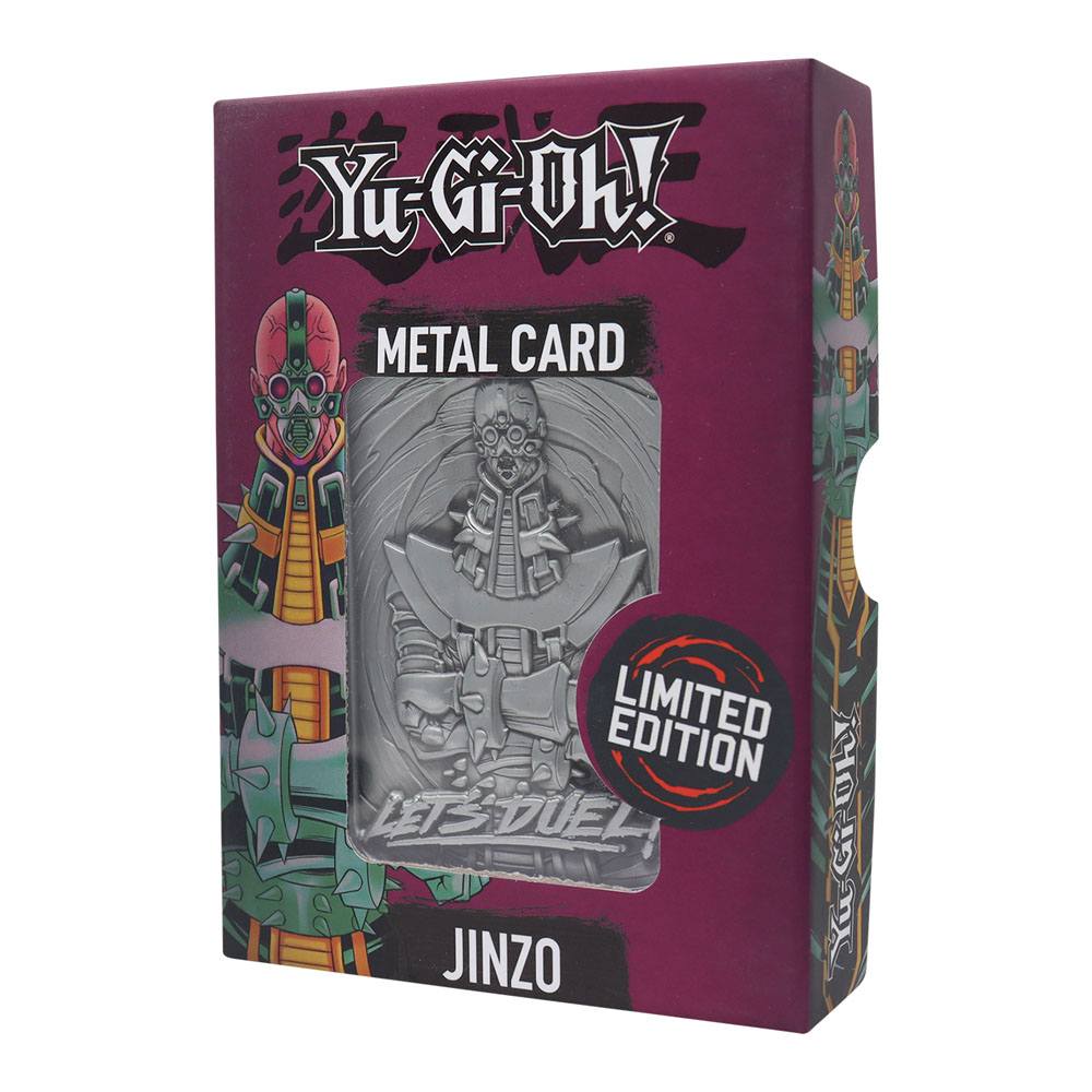 Carte Yu-Gi-Oh! – Jinzo – Réplique Métal 1:1 – Édition Limitée. Réplique premium en métal du célèbre monstre cybernétique Jinzo, format 7,5 x 5 cm. Une pièce de collection incontournable pour les fans de Yu-Gi-Oh!.