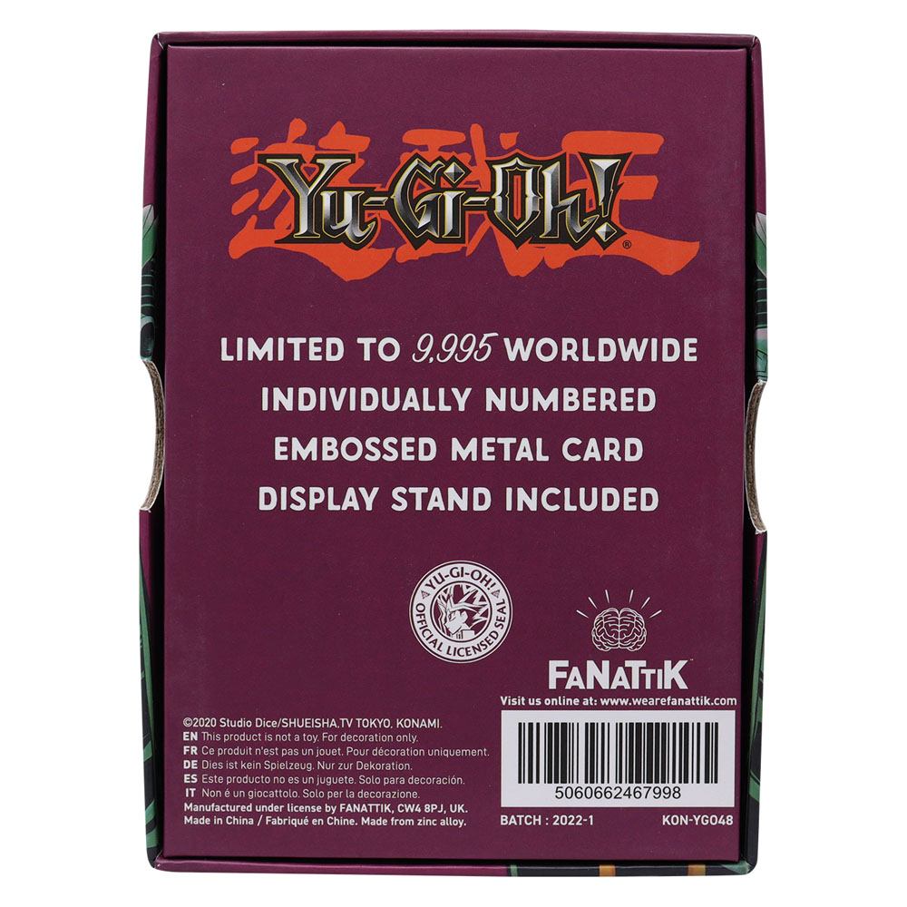 Carte Yu-Gi-Oh! – Jinzo – Réplique Métal 1:1 – Édition Limitée. Réplique premium en métal du célèbre monstre cybernétique Jinzo, format 7,5 x 5 cm. Une pièce de collection incontournable pour les fans de Yu-Gi-Oh!.