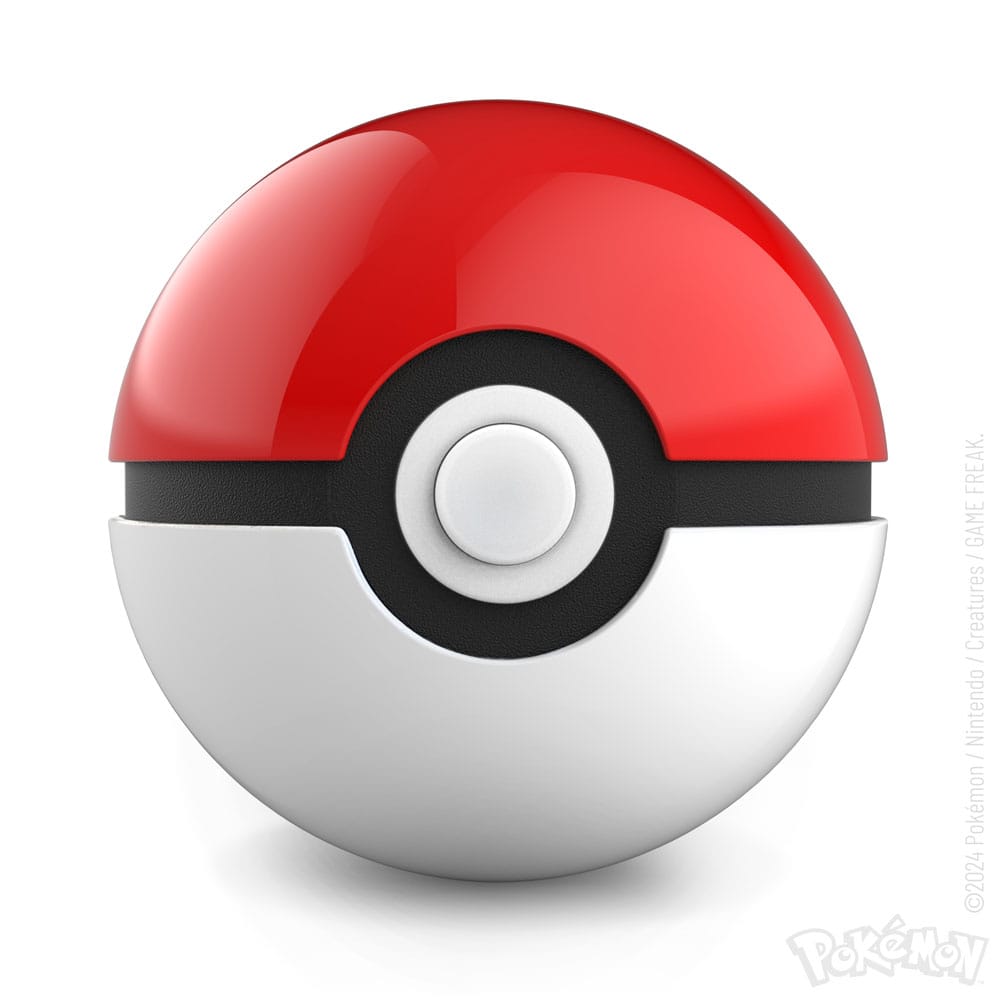 Réplique Pokémon en métal – Mini Poké Ball – Diecast. Réplique miniature premium avec effets lumineux et base d'exposition. Parfait pour les fans et collectionneurs de Pokémon."