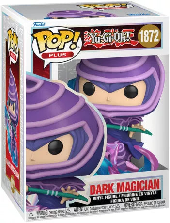 Funko Pop! Plus Yu-Gi-Oh! – Dark Magician (Magicien des Ténèbres) N°1872. Figurine avec effets magiques, pose d’attaque emblématique du célèbre duelliste.